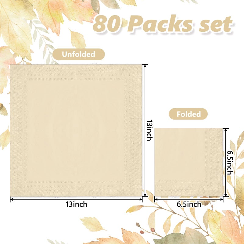 Whaline 80Pcs Thanksgiving Fall Paper Napkins Autumn Colors Luncheon Napkin 4 Colors Disposable Dinner Dessert Napkin for Home Kitchen Party Supplies - Image 2
